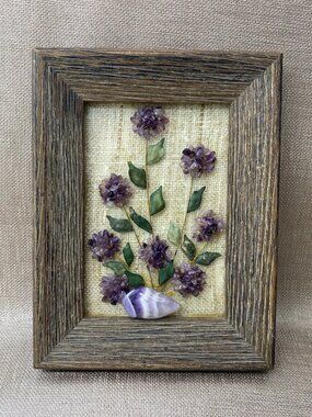 Vintage Canadian Amethyst Gemstone Flower Art Hand Crafted Ellonore Castagne